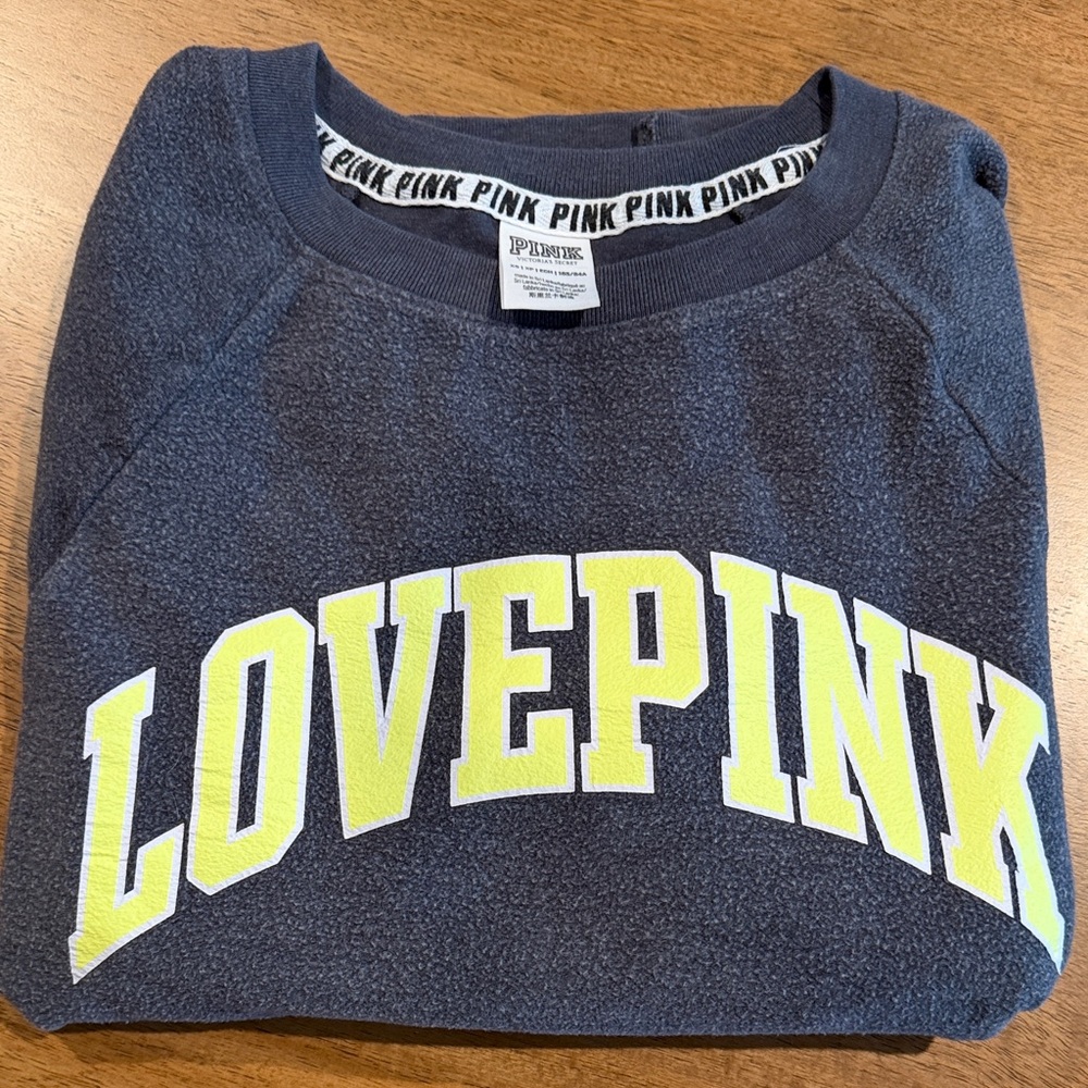Victoria’s Secret PINK Pullover Crew-Navy/Neon- Womens XS